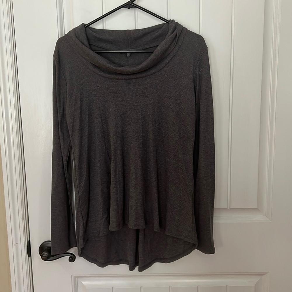 Flashing lights asymmetrical cow neck ribbed shirt